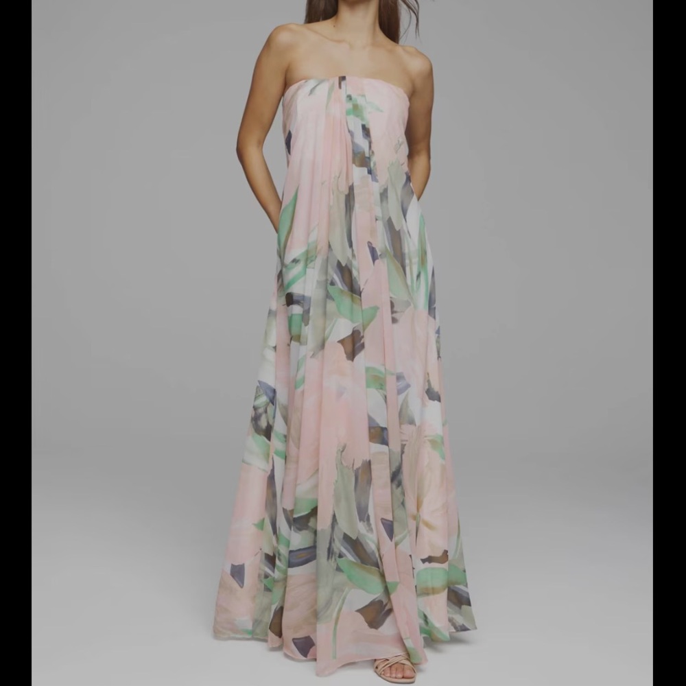 NWT White House Black Market Strapless Drape Gown Size 4P
